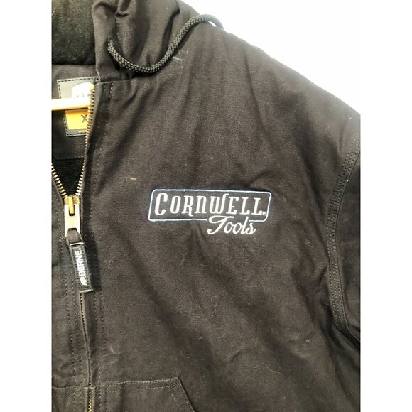 Berne Workwear Cornwell Tools Canvas Jacket Black Work Coat Quilted Hood Mens XL - Picture 4 of 12
